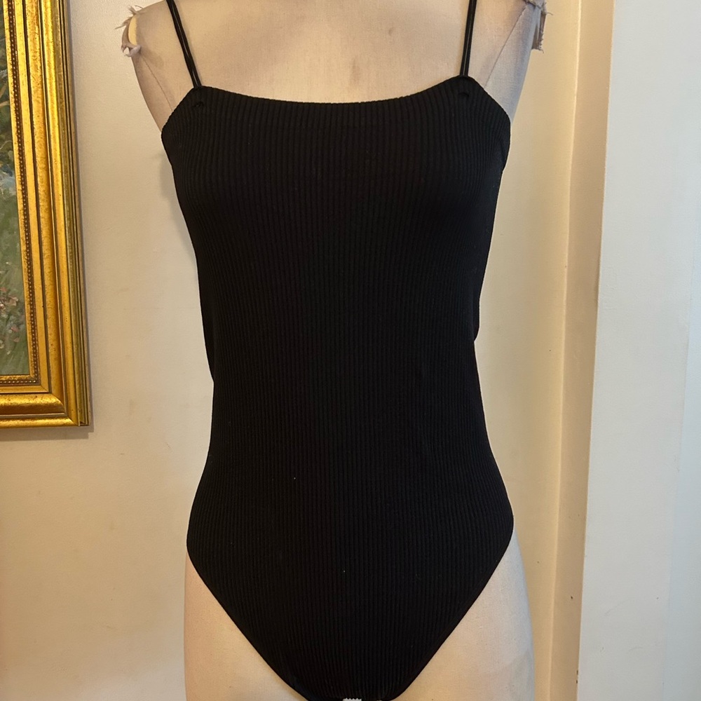Alya Black Ribbed Bodysuit Size XL-PS NWOT